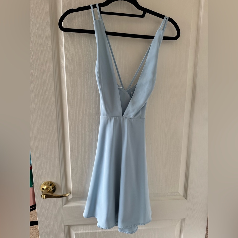 By the way, blue mini dress